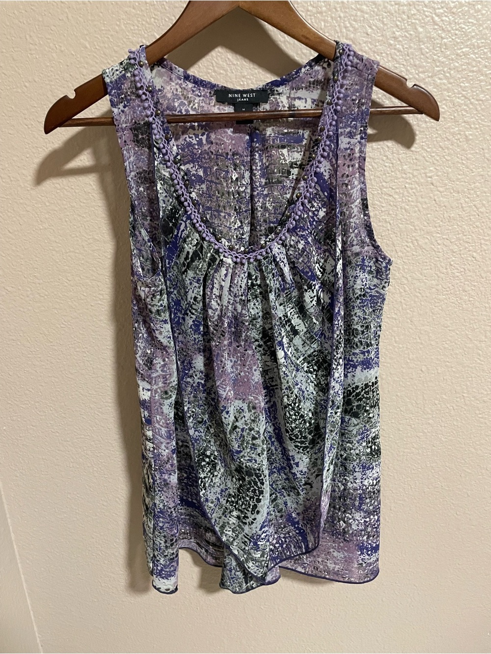 Nine West Purple & Black Printed Sleeveless Camisole